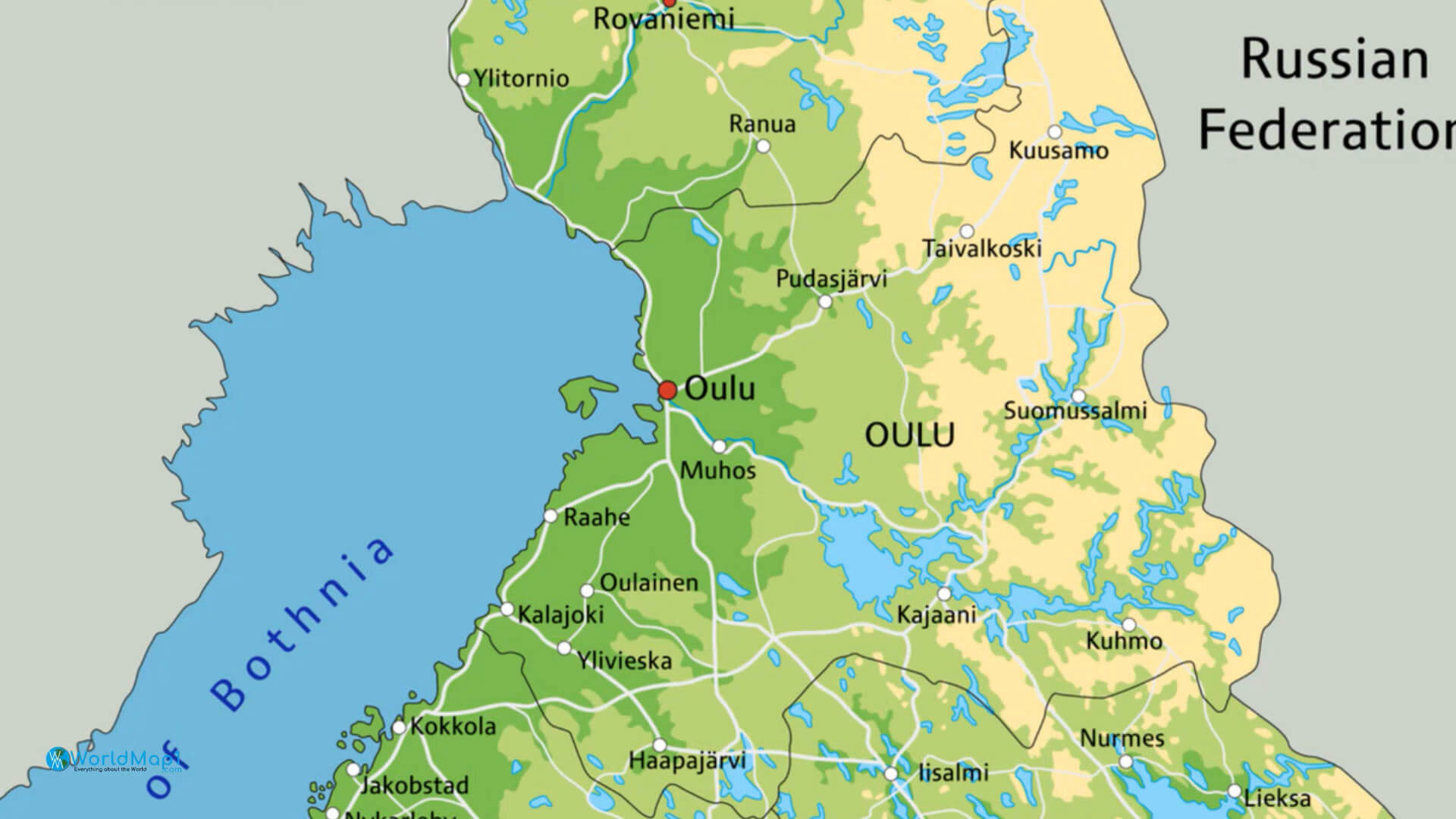 North Finland Physical Map